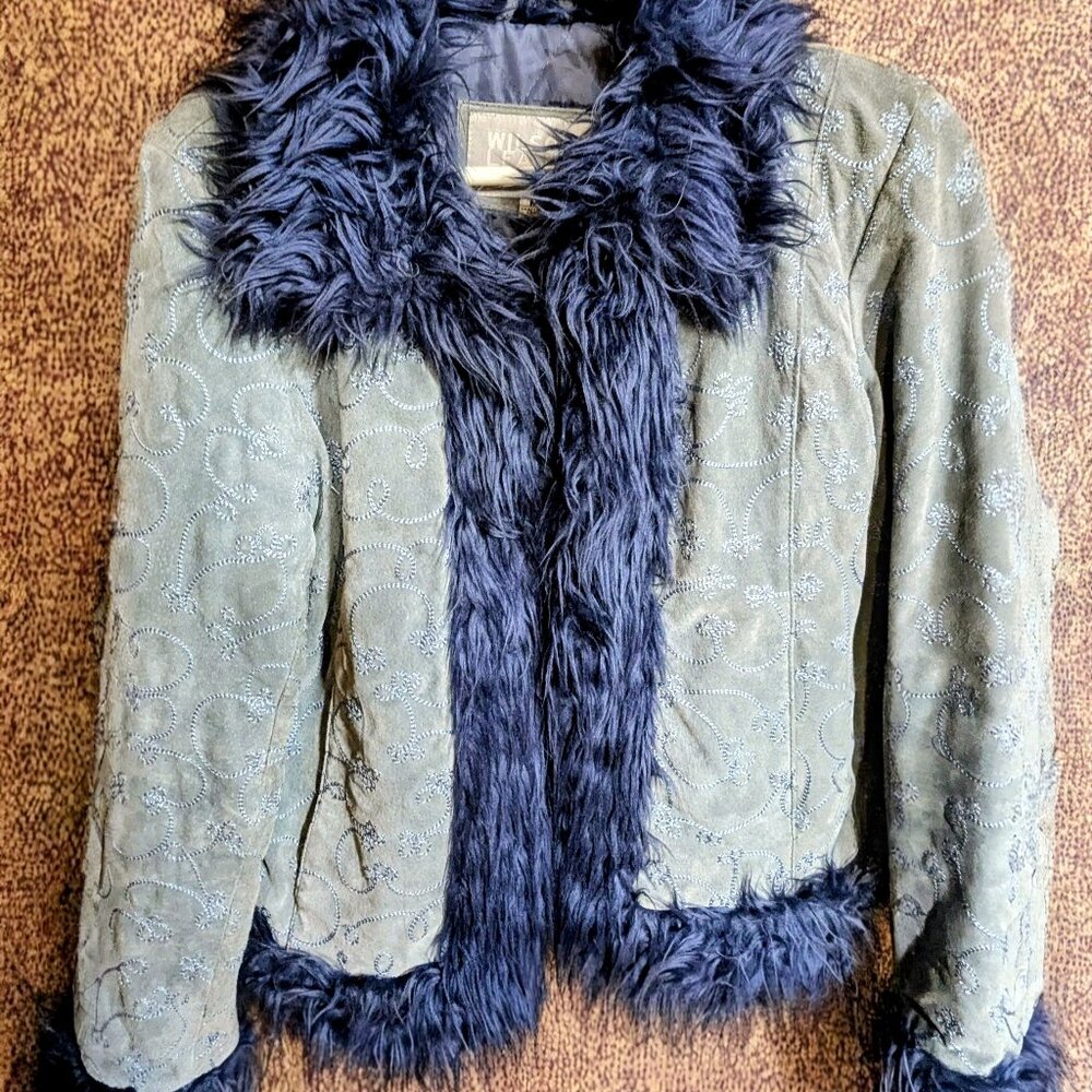 Vintage Wilson's Leather Maxima  Blue Suede Jacket Size M